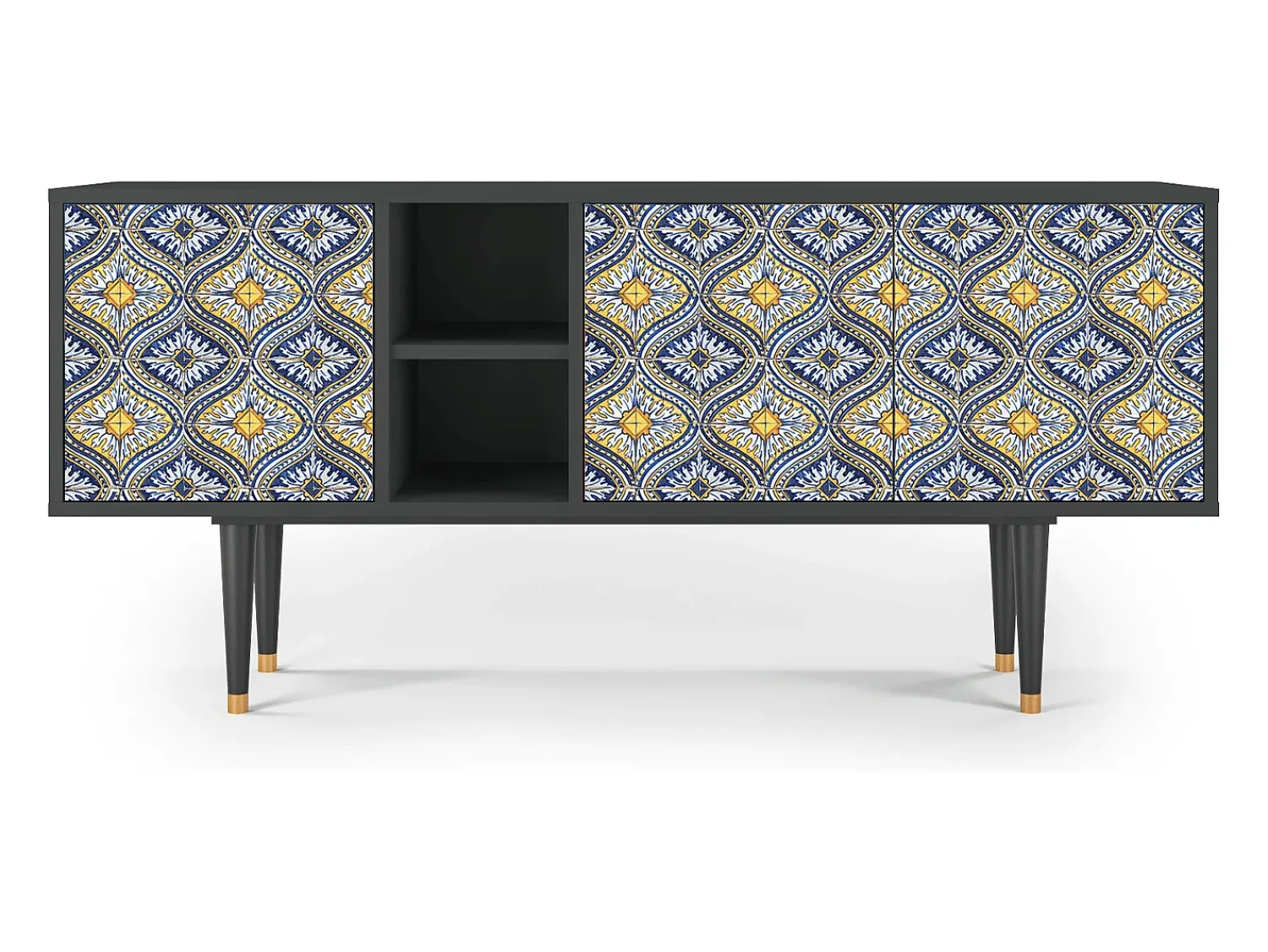 New Mueble de TV - 150х69х41 cm - T5 - Illusory Pattern, Antracite Cinza antracite