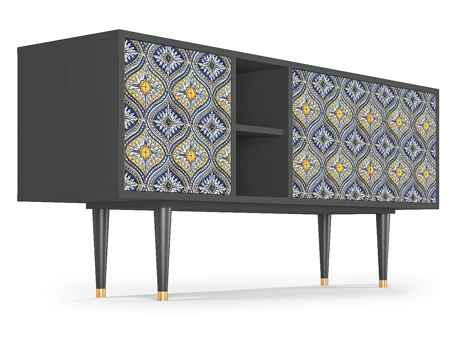 New Mueble de TV - 150х69х41 cm - T5 - Illusory Pattern, Antracite Cinza antracite