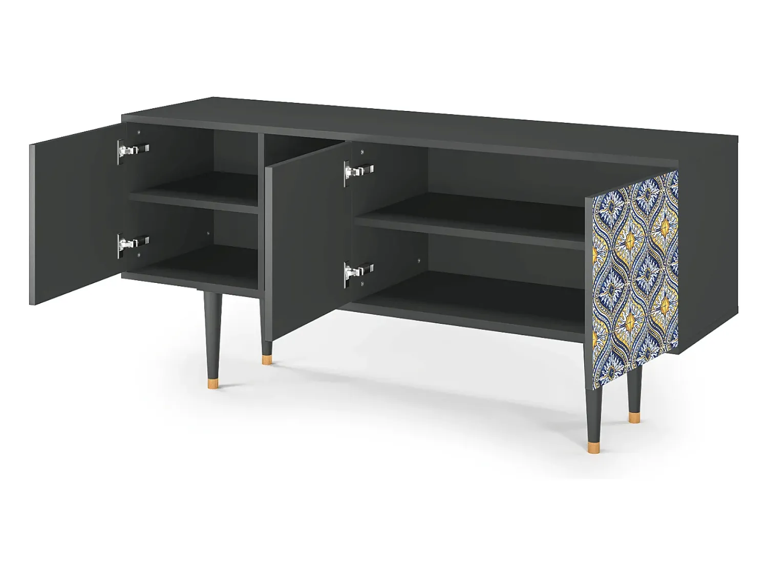 New Mueble de TV - 150х69х41 cm - T5 - Illusory Pattern, Antracite Cinza antracite