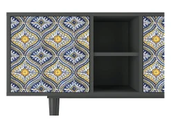 New Mueble de TV - 150х69х41 cm - T5 - Illusory Pattern, Antracite Cinza antracite