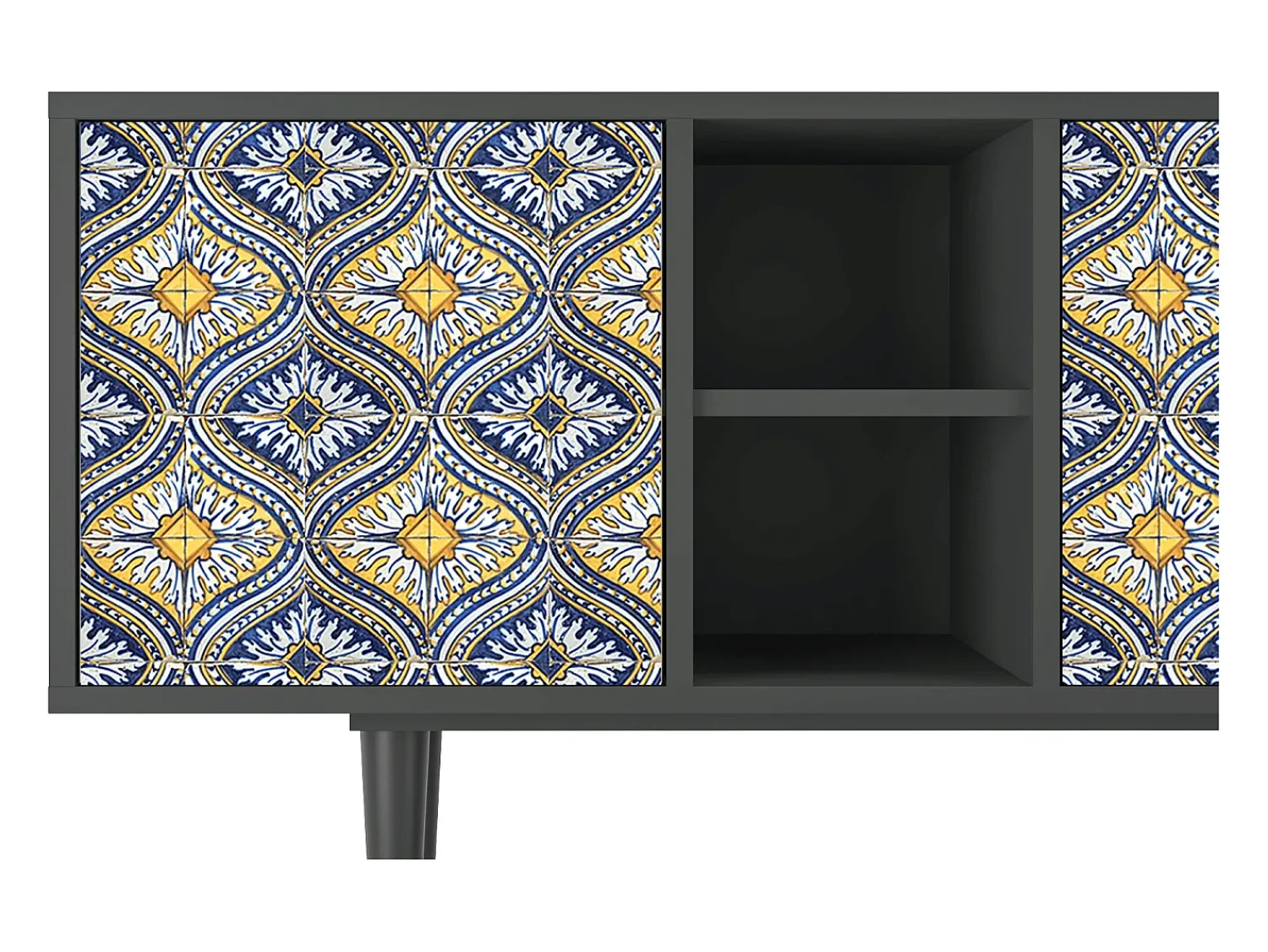 New Mueble de TV - 150х69х41 cm - T5 - Illusory Pattern, Antracite Cinza antracite