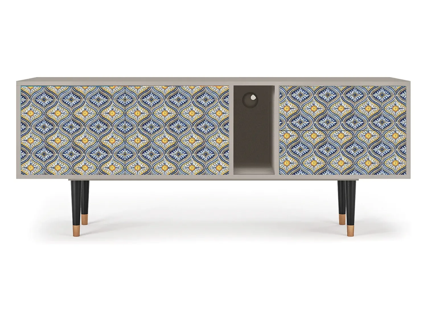 Móvel De Tv* Mueble de TV - 170х69х48 cm - T1 - Illusory Pattern, Areia Bege