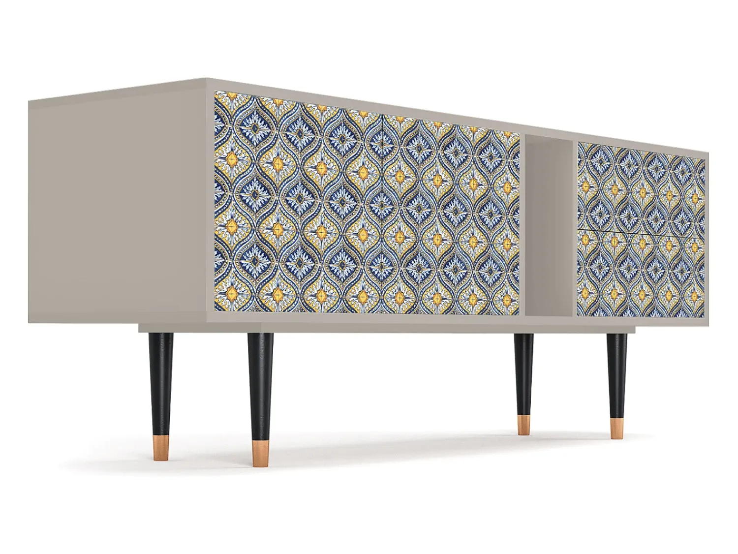 Móvel De Tv* Mueble de TV - 170х69х48 cm - T1 - Illusory Pattern, Areia Bege