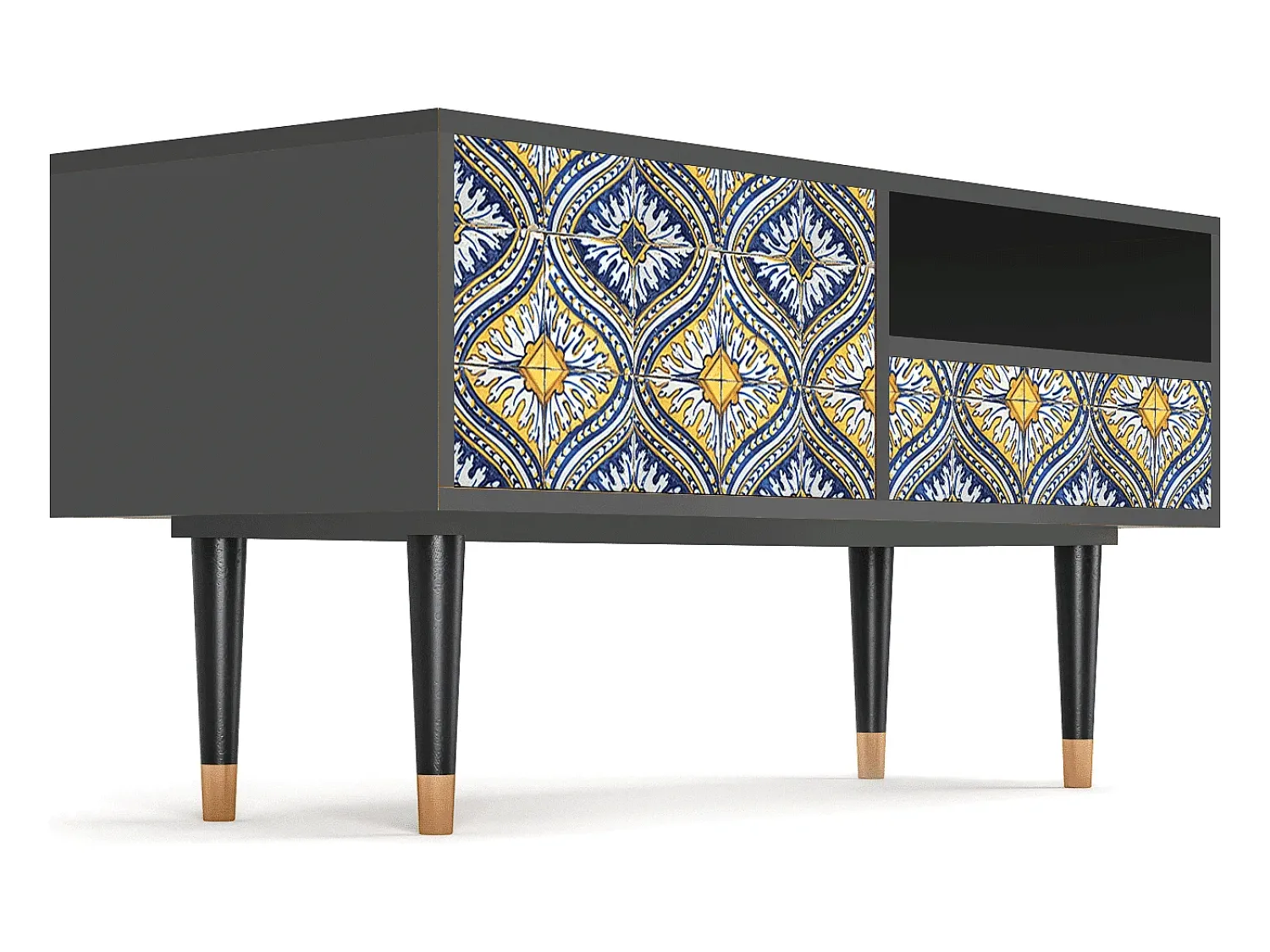 Discount Mueble de TV - 115х59х48 cm - T3 - Illusory Pattern, Antracite Cinza antracite
