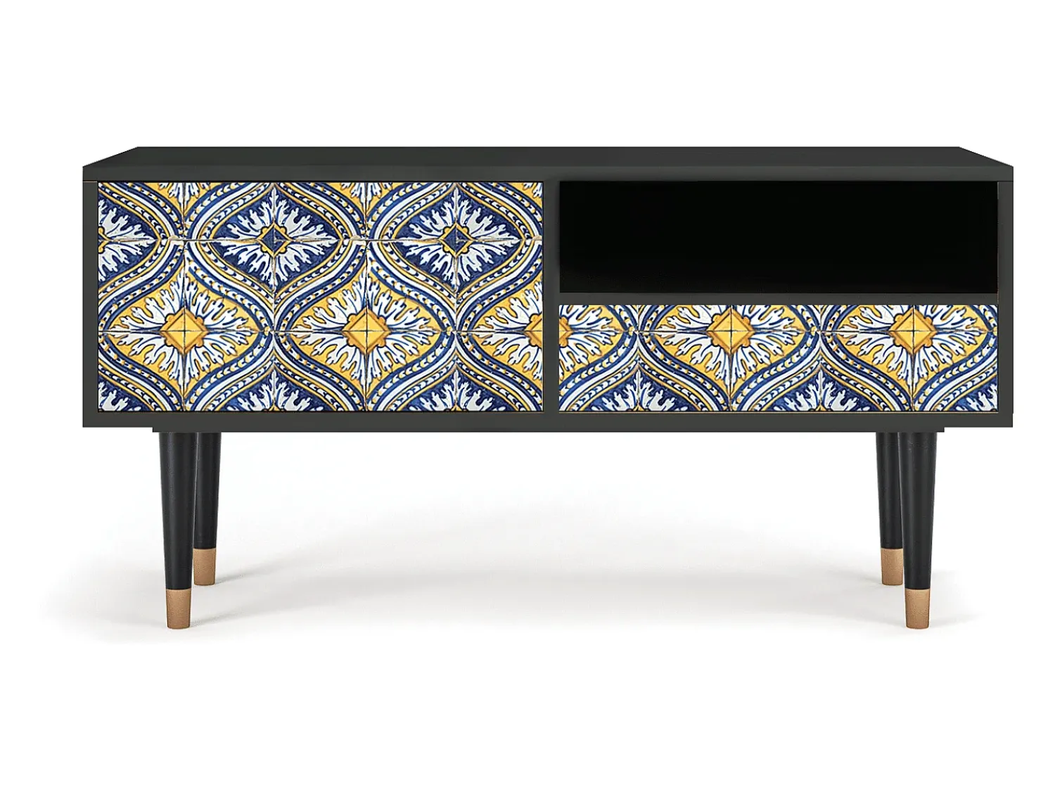 Discount Mueble de TV - 115х59х48 cm - T3 - Illusory Pattern, Antracite Cinza antracite