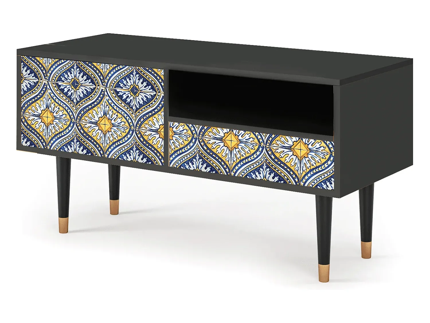 Discount Mueble de TV - 115х59х48 cm - T3 - Illusory Pattern, Antracite Cinza antracite