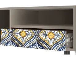 New Mueble de TV - 115х59х48 cm - T3 - Illusory Pattern, Areia Bege