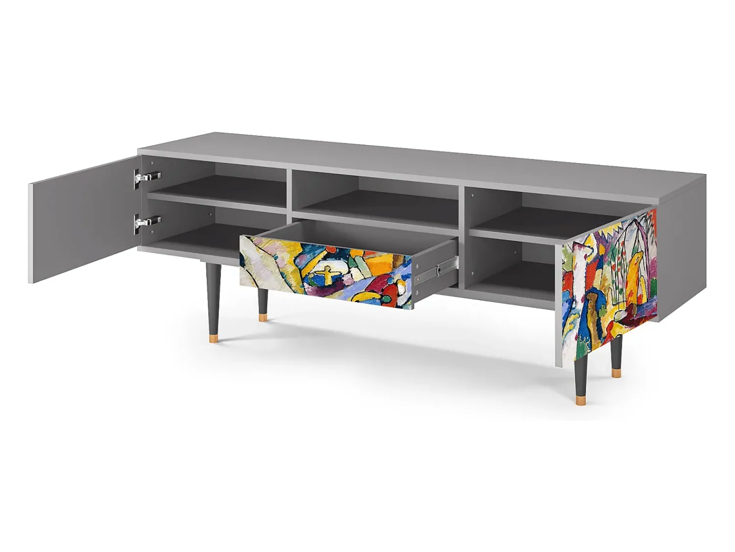 Mueble de TV - 170х59х41 cm - T6 - Improvisation 26 , Cinza^ Móvel De Tv