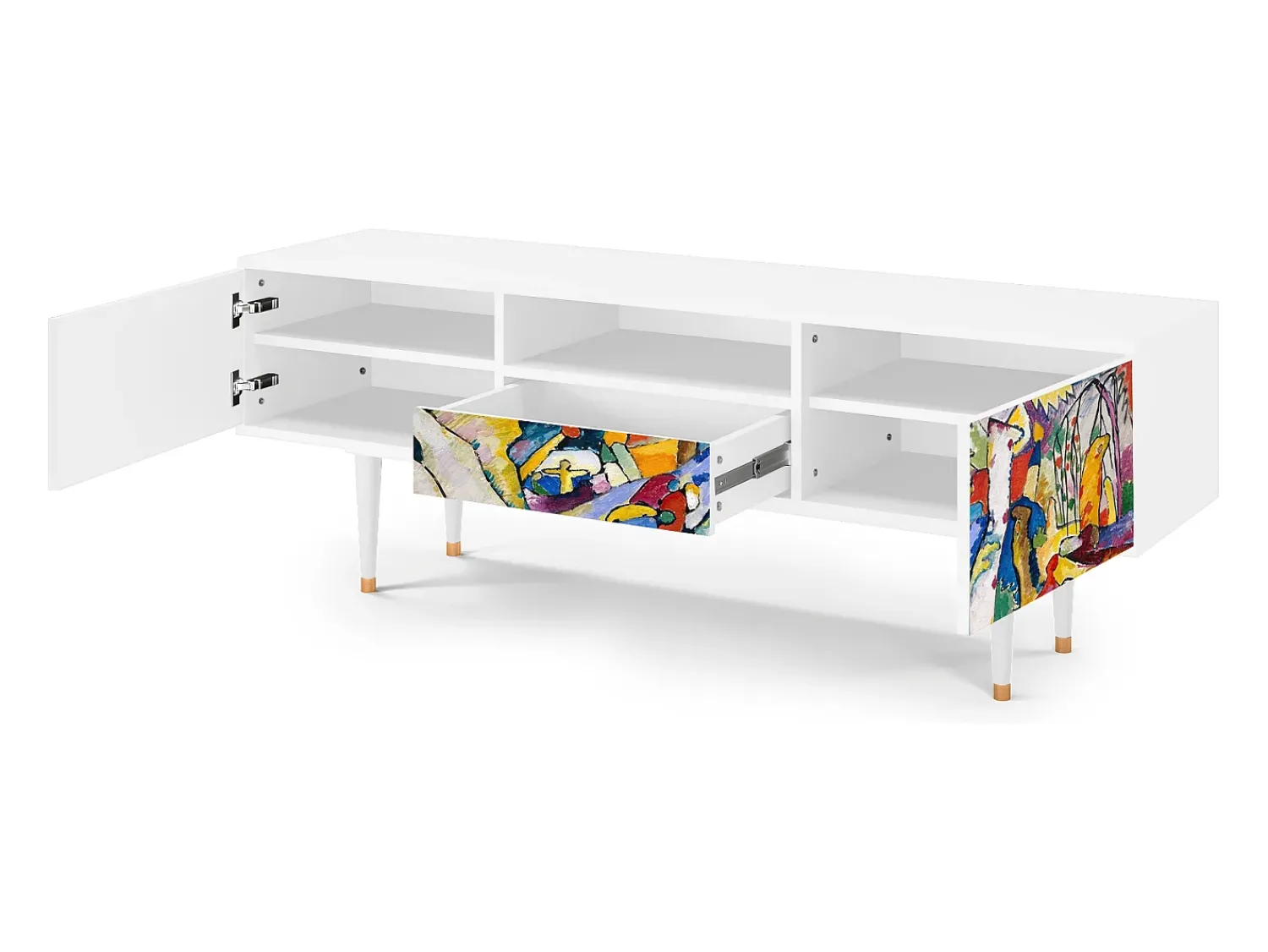 New Mueble de TV - 170х59х41 cm - T6 - Improvisation 26 , Branco Bege