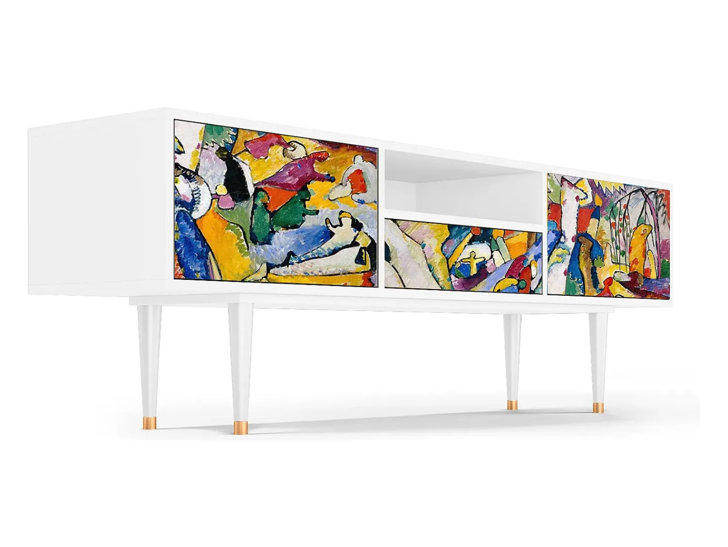 New Mueble de TV - 170х59х41 cm - T6 - Improvisation 26 , Branco Bege