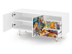 Móvel De Tv| Mueble de TV - 125х56х41 cm - T7 - Improvisation 26 , Branco Bege