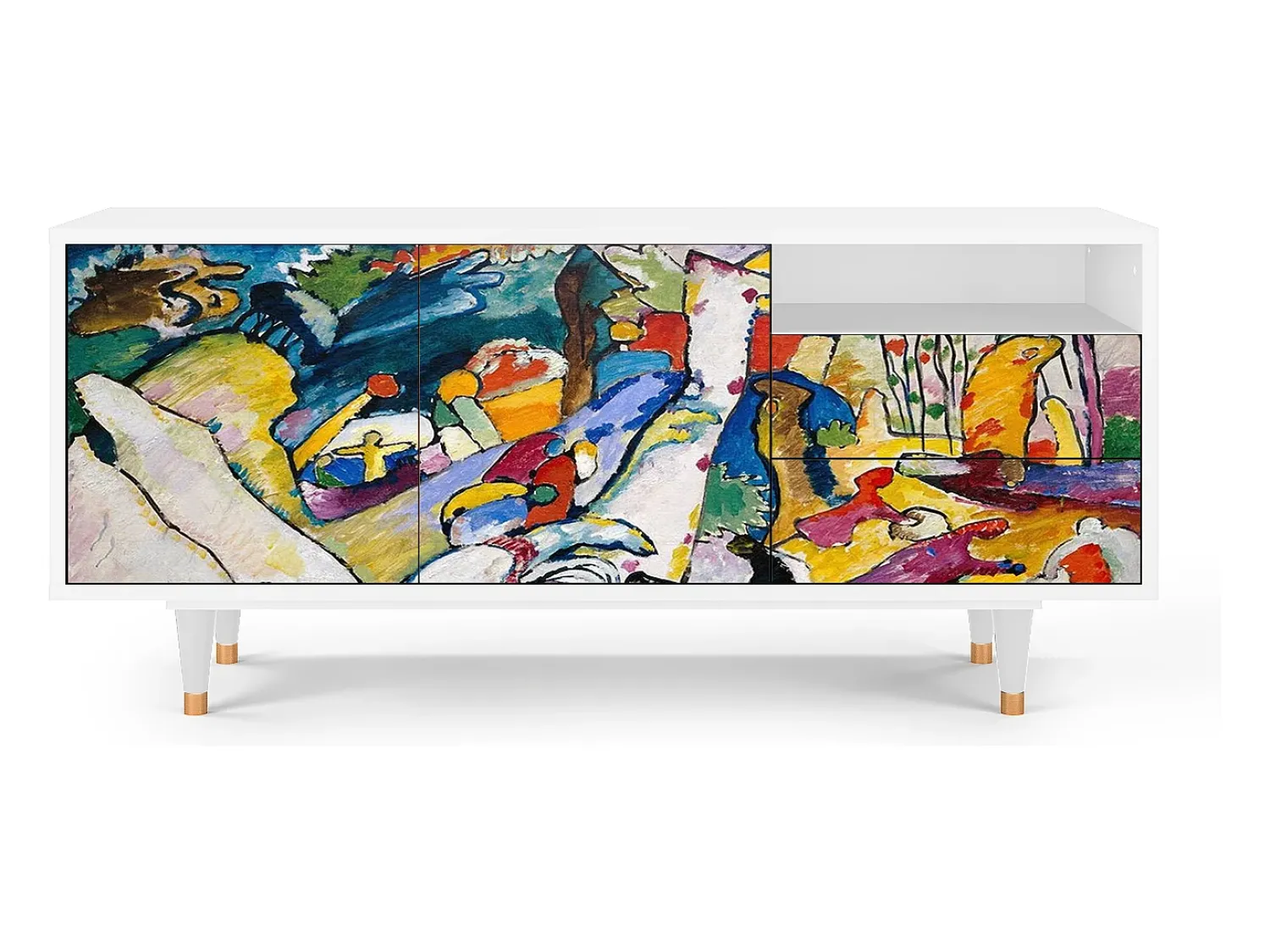Móvel De Tv| Mueble de TV - 125х56х41 cm - T7 - Improvisation 26 , Branco Bege