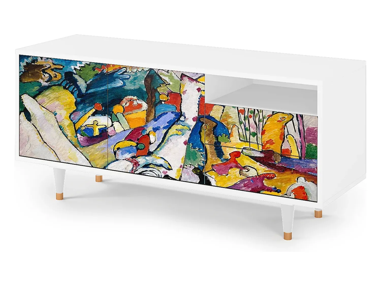 Móvel De Tv| Mueble de TV - 125х56х41 cm - T7 - Improvisation 26 , Branco Bege