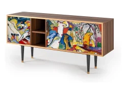 Móvel De Tv* Mueble de TV - 150х69х41 cm - T5 - Improvisation 26 , Nogueira Castanho