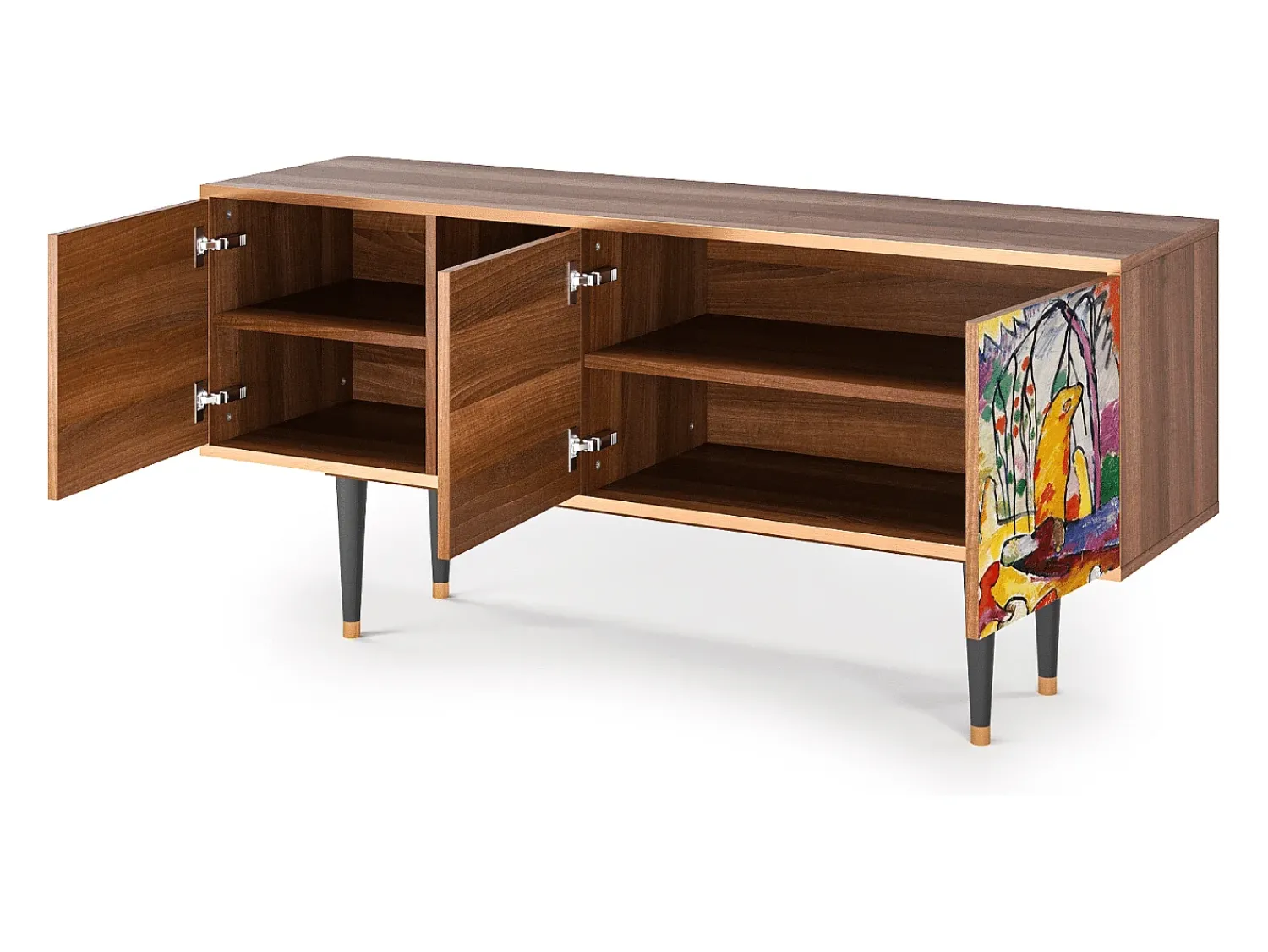 Móvel De Tv* Mueble de TV - 150х69х41 cm - T5 - Improvisation 26 , Nogueira Castanho