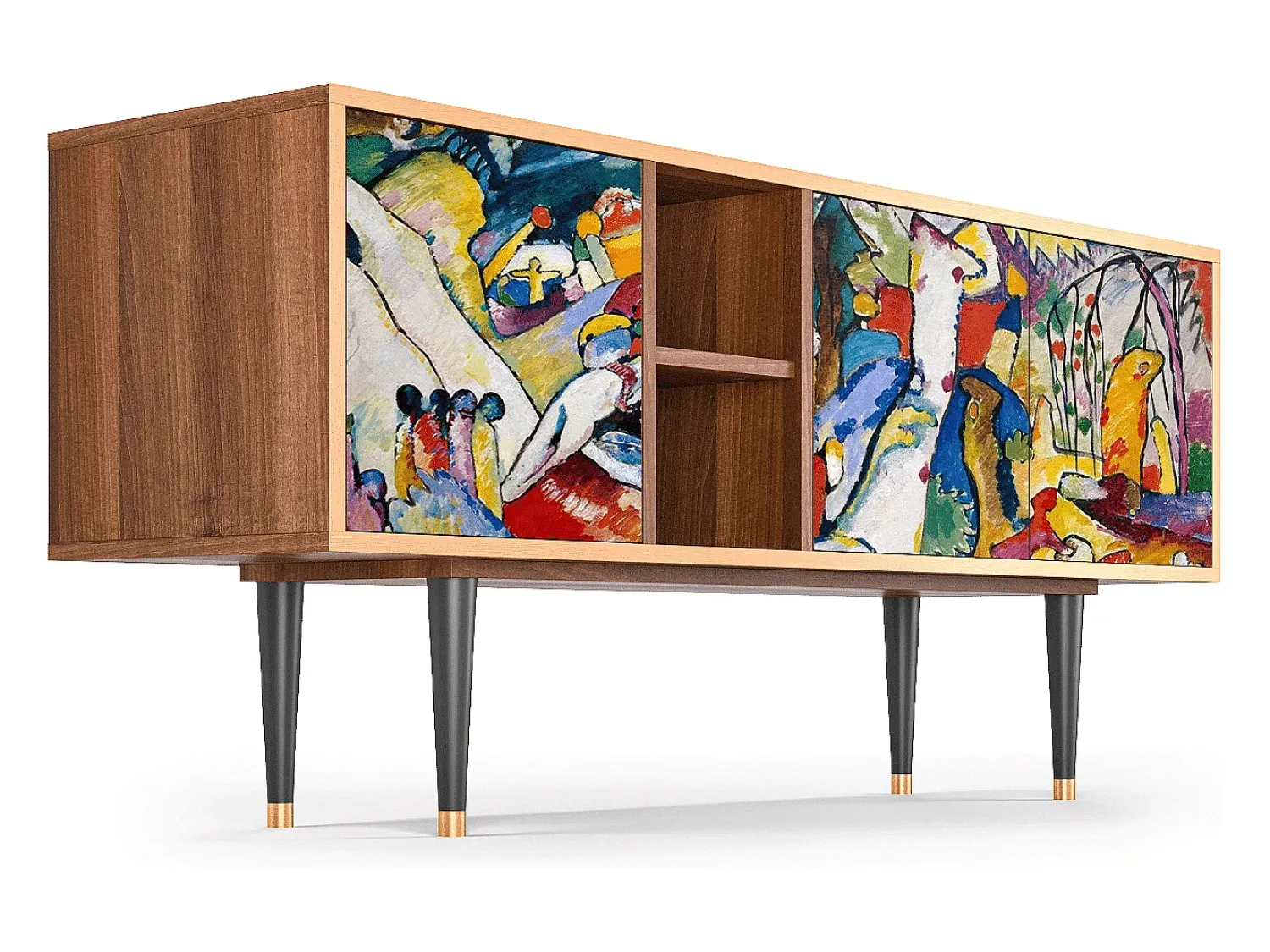 Móvel De Tv* Mueble de TV - 150х69х41 cm - T5 - Improvisation 26 , Nogueira Castanho