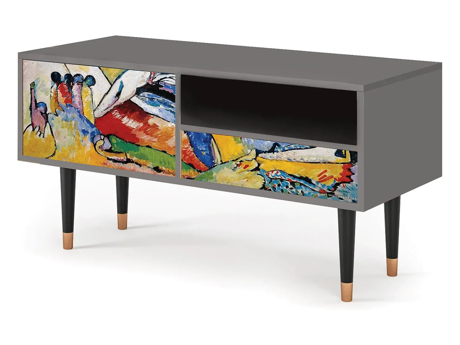 Móvel De Tv| Mueble de TV - 115х59х48 cm - T3 - Improvisation 26 , Cinza Cinzento
