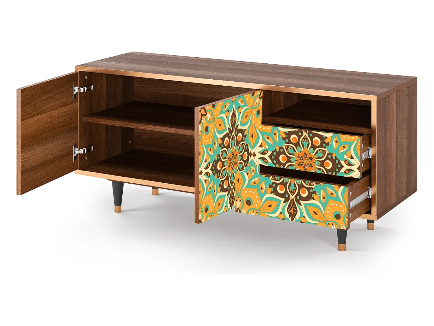 Online Mueble de TV - 125х56х41 cm - T7 - Indian Spices, Nogueira Castanho