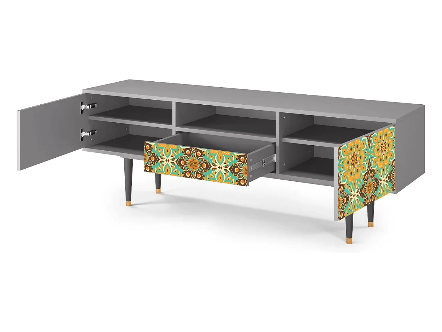 Mueble de TV - 170х59х41 cm - T6 - Indian Spices, Cinza^ Móvel De Tv