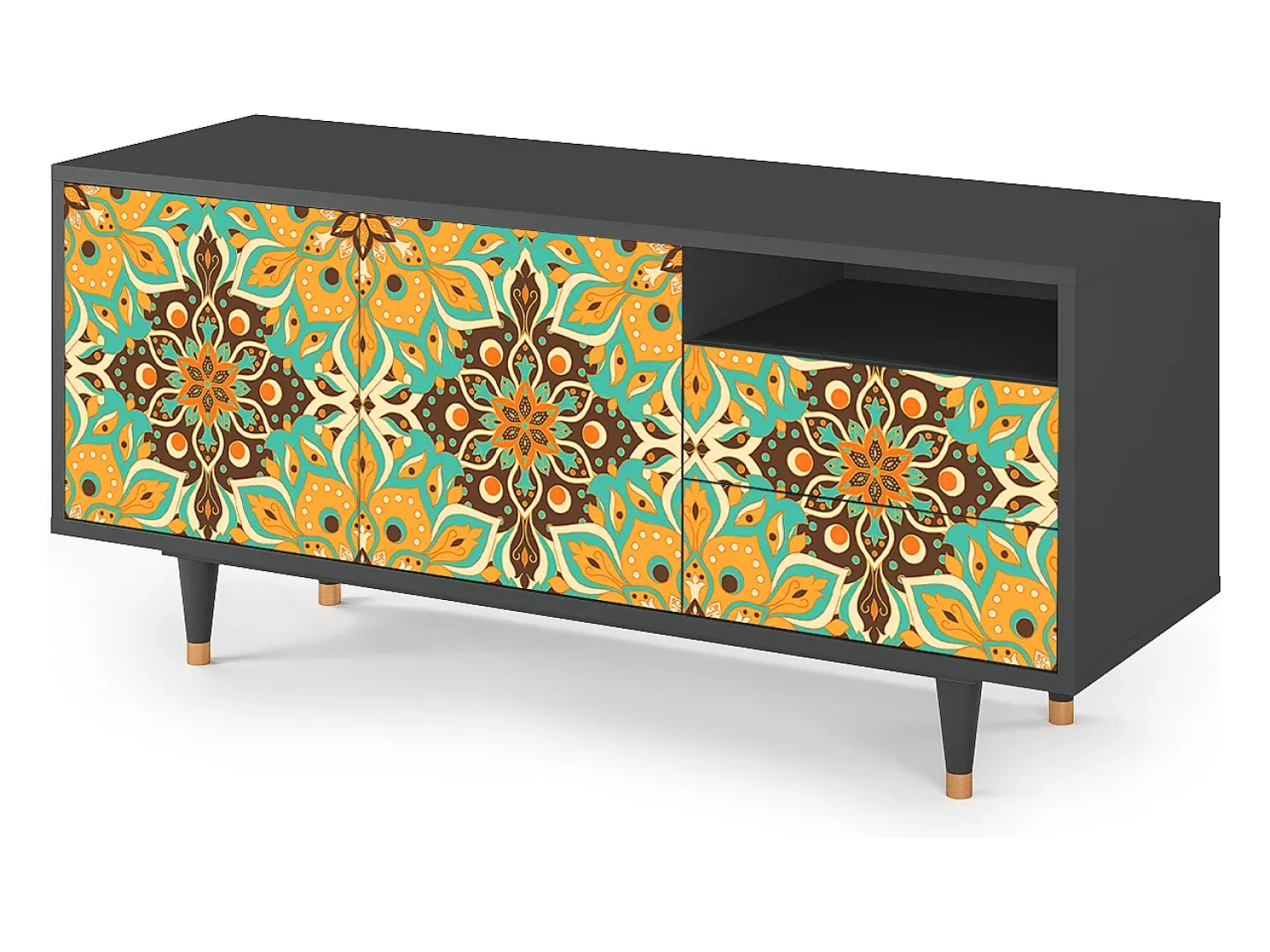 Móvel De Tv| Mueble de TV - 125х56х41 cm - T7 - Indian Spices, Antracite Cinza antracite