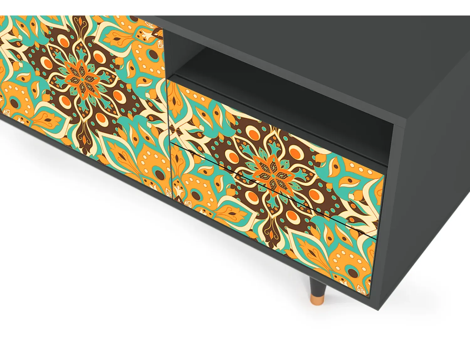 Móvel De Tv| Mueble de TV - 125х56х41 cm - T7 - Indian Spices, Antracite Cinza antracite