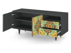 Móvel De Tv| Mueble de TV - 125х56х41 cm - T7 - Indian Spices, Antracite Cinza antracite