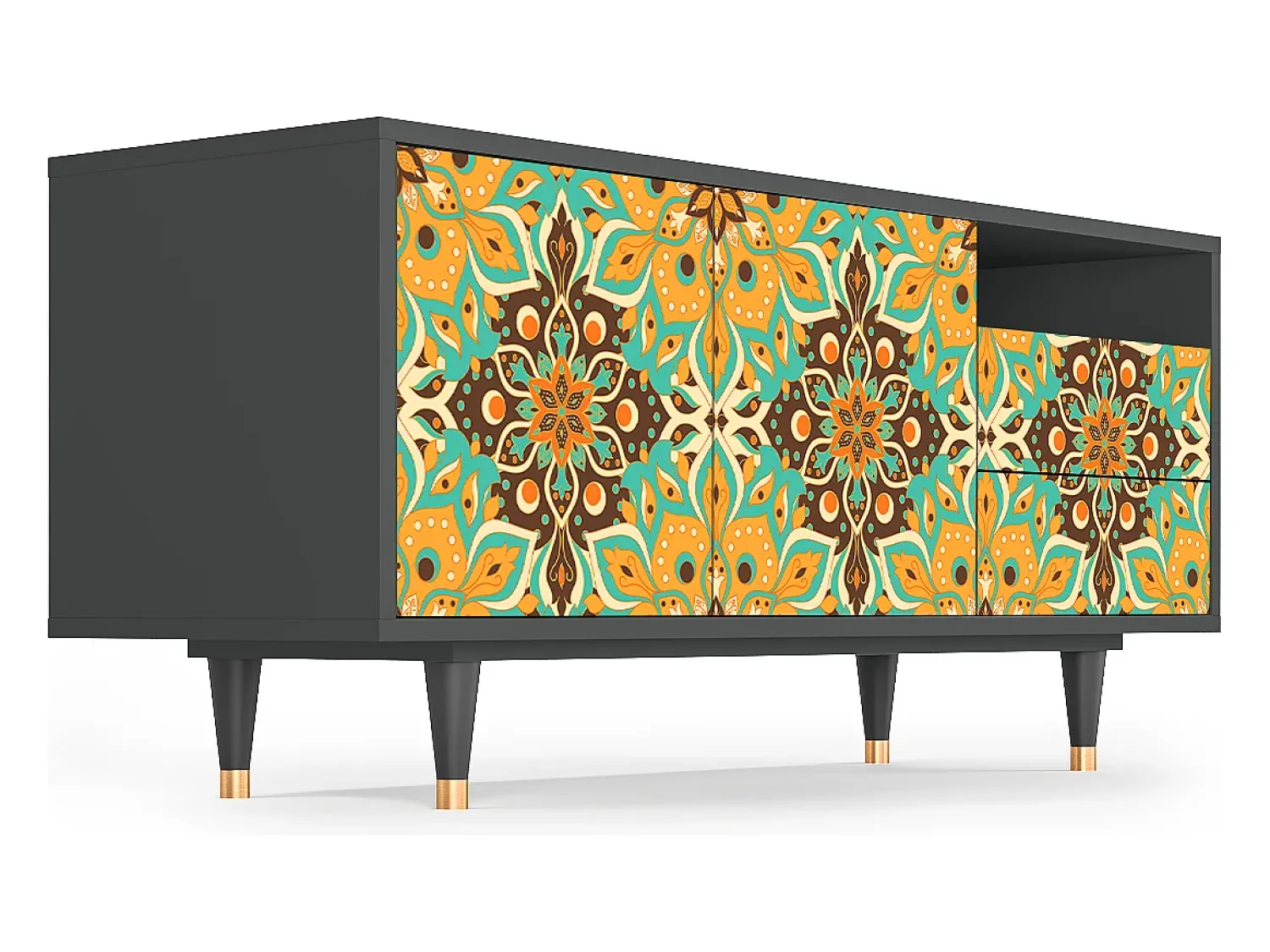 Móvel De Tv| Mueble de TV - 125х56х41 cm - T7 - Indian Spices, Antracite Cinza antracite