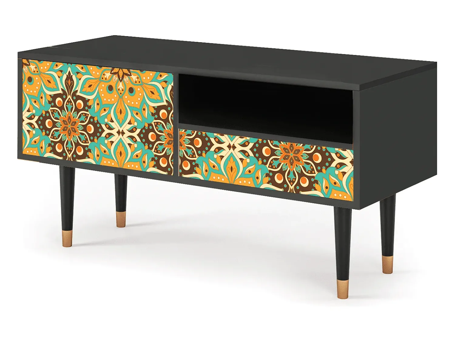 Móvel De Tv* Mueble de TV - 115х59х48 cm - T3 - Indian Spices, Antracite Cinza antracite