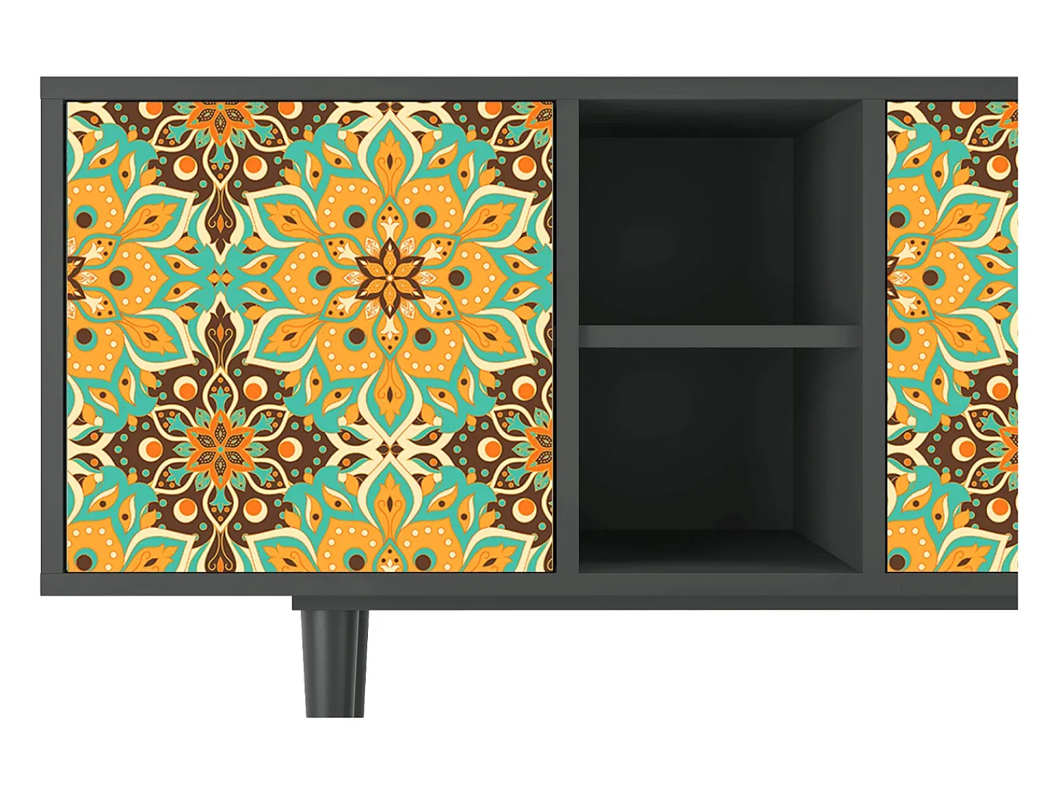 Móvel De Tv| Mueble de TV - 150х69х41 cm - T5 - Indian Spices, Antracite Cinza antracite