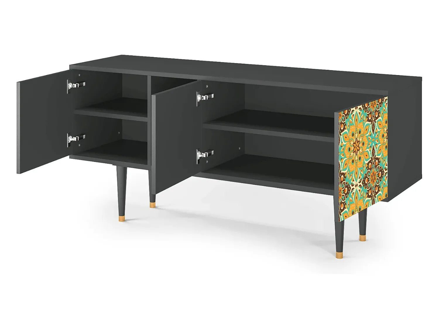 Móvel De Tv| Mueble de TV - 150х69х41 cm - T5 - Indian Spices, Antracite Cinza antracite