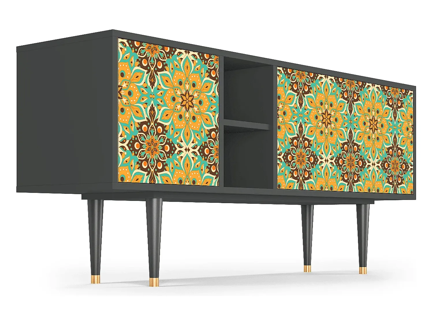 Móvel De Tv| Mueble de TV - 150х69х41 cm - T5 - Indian Spices, Antracite Cinza antracite