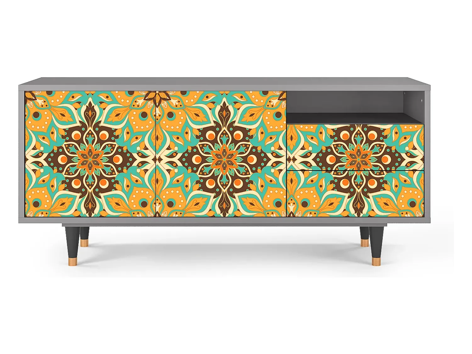 Móvel De Tv| Mueble de TV - 125х56х41 cm - T7 - Indian Spices, Cinza Cinzento