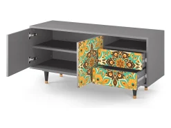 Móvel De Tv| Mueble de TV - 125х56х41 cm - T7 - Indian Spices, Cinza Cinzento