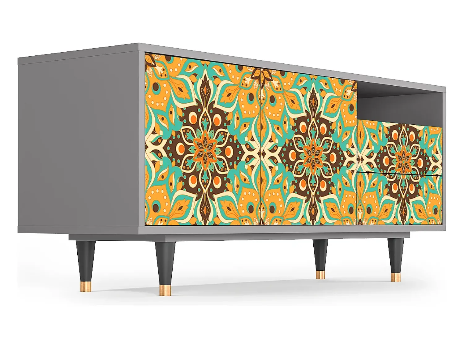Móvel De Tv| Mueble de TV - 125х56х41 cm - T7 - Indian Spices, Cinza Cinzento
