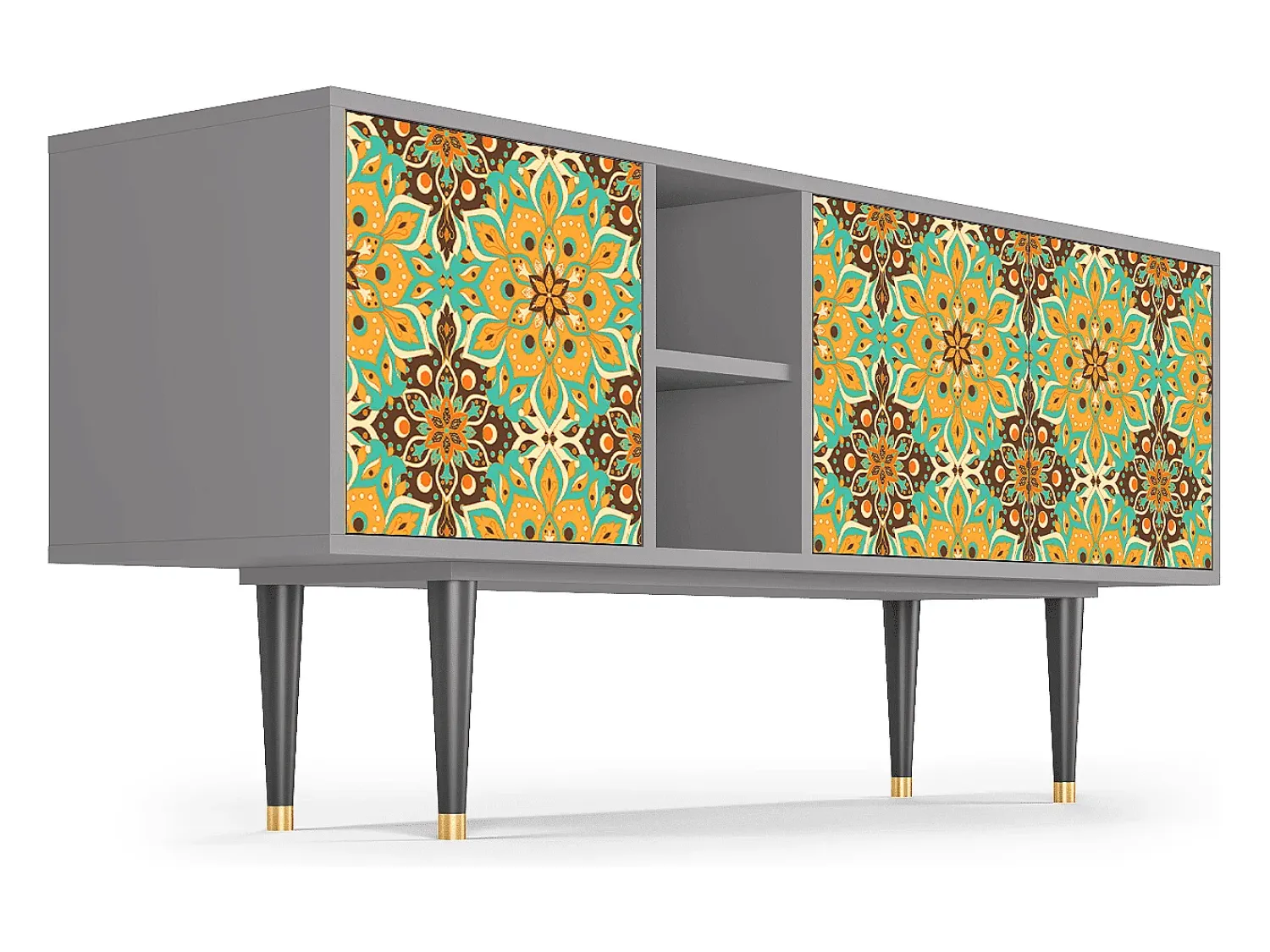 Mueble de TV - 150х69х41 cm - T5 - Indian Spices, Cinza Cinzento