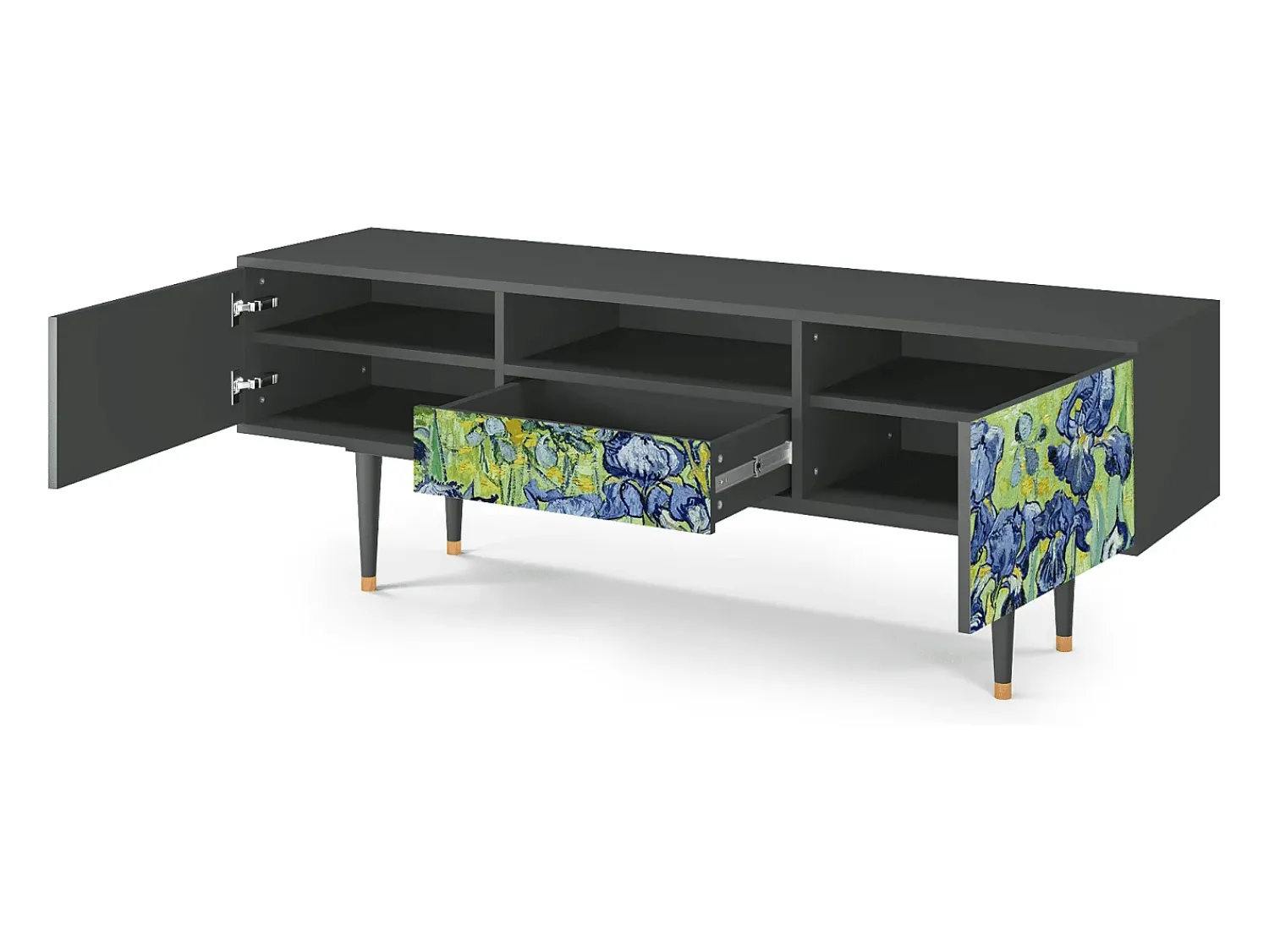 Discount Mueble de TV - 170х59х41 cm - T6 - Irises , Antracite Cinza antracite