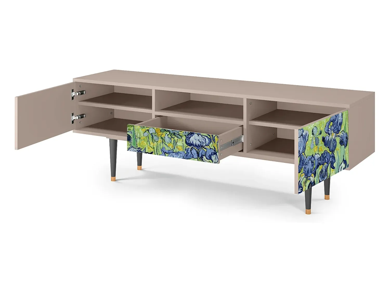 Móvel De Tv* Mueble de TV - 170х59х41 cm - T6 - Irises , Latte Bege