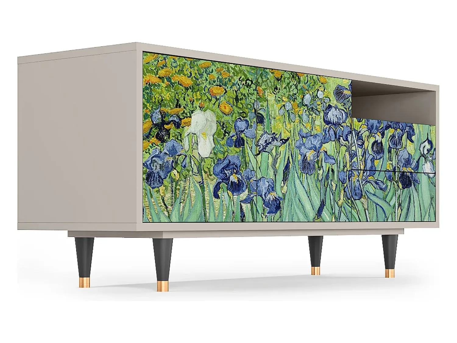 Móvel De Tv* Mueble de TV - 125х56х41 cm - T7 - Irises , Areia Bege