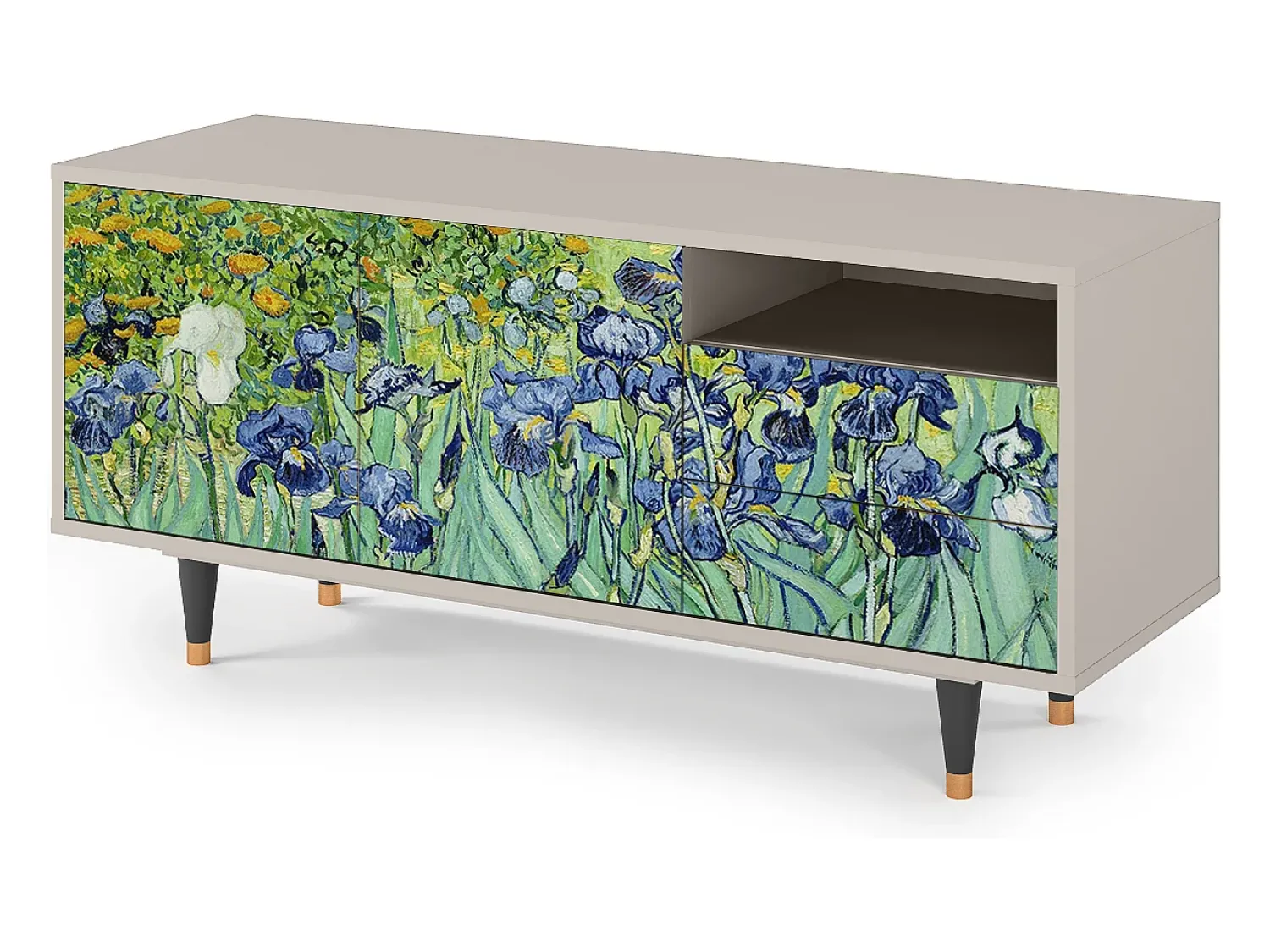 Móvel De Tv* Mueble de TV - 125х56х41 cm - T7 - Irises , Areia Bege