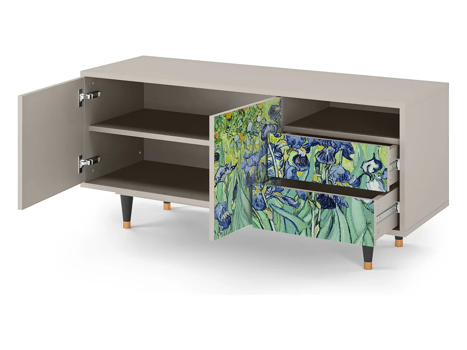 Móvel De Tv* Mueble de TV - 125х56х41 cm - T7 - Irises , Areia Bege