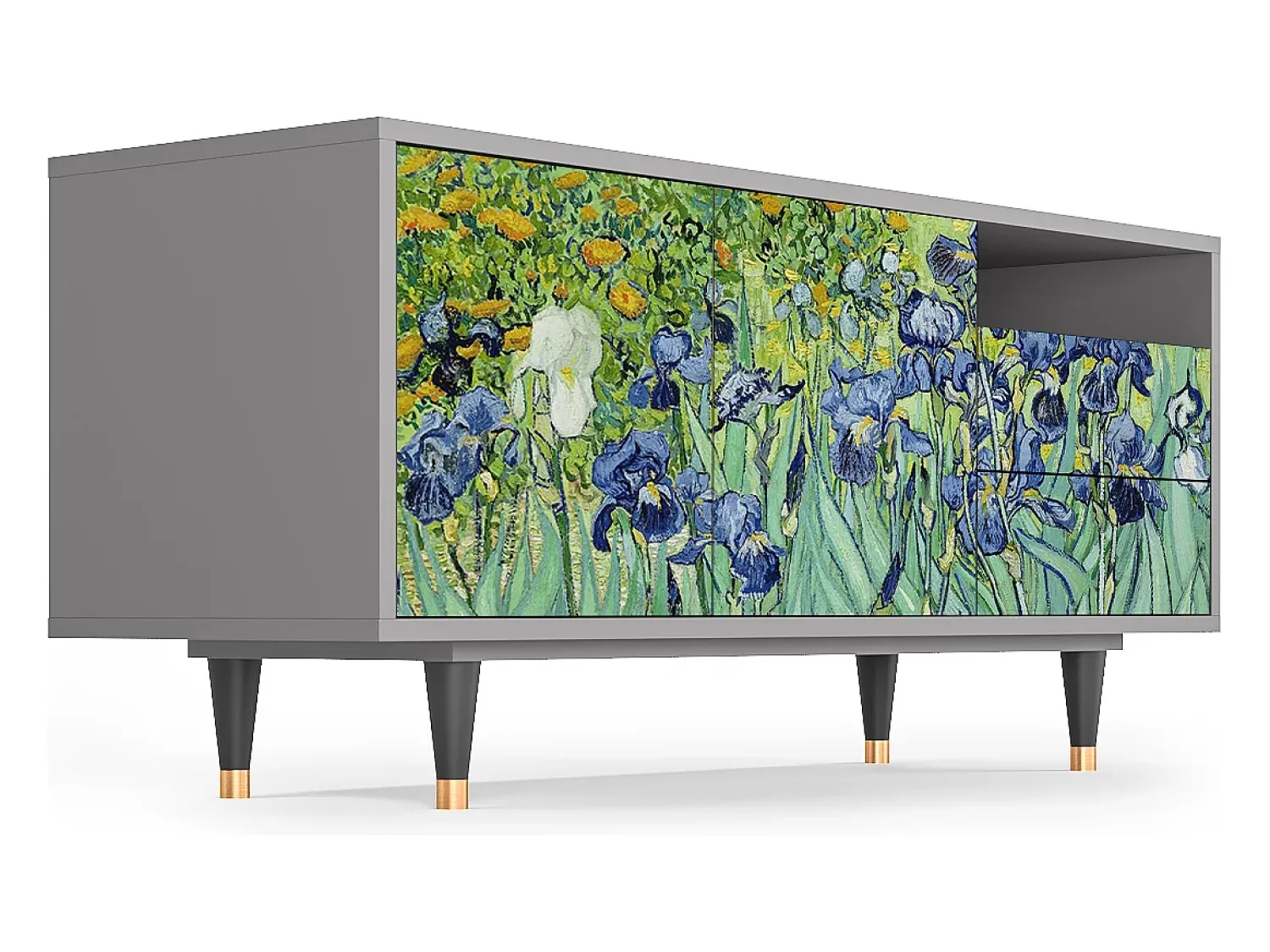 Móvel De Tv* Mueble de TV - 125х56х41 cm - T7 - Irises , Cinza Cinzento