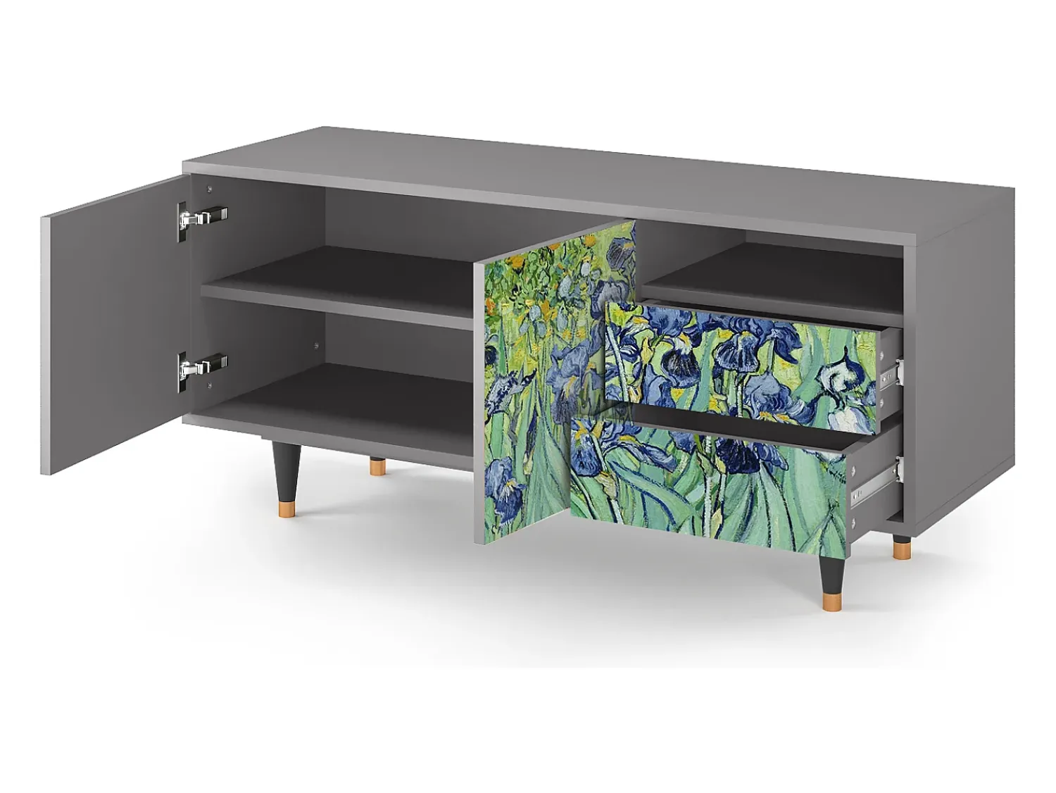 Móvel De Tv* Mueble de TV - 125х56х41 cm - T7 - Irises , Cinza Cinzento