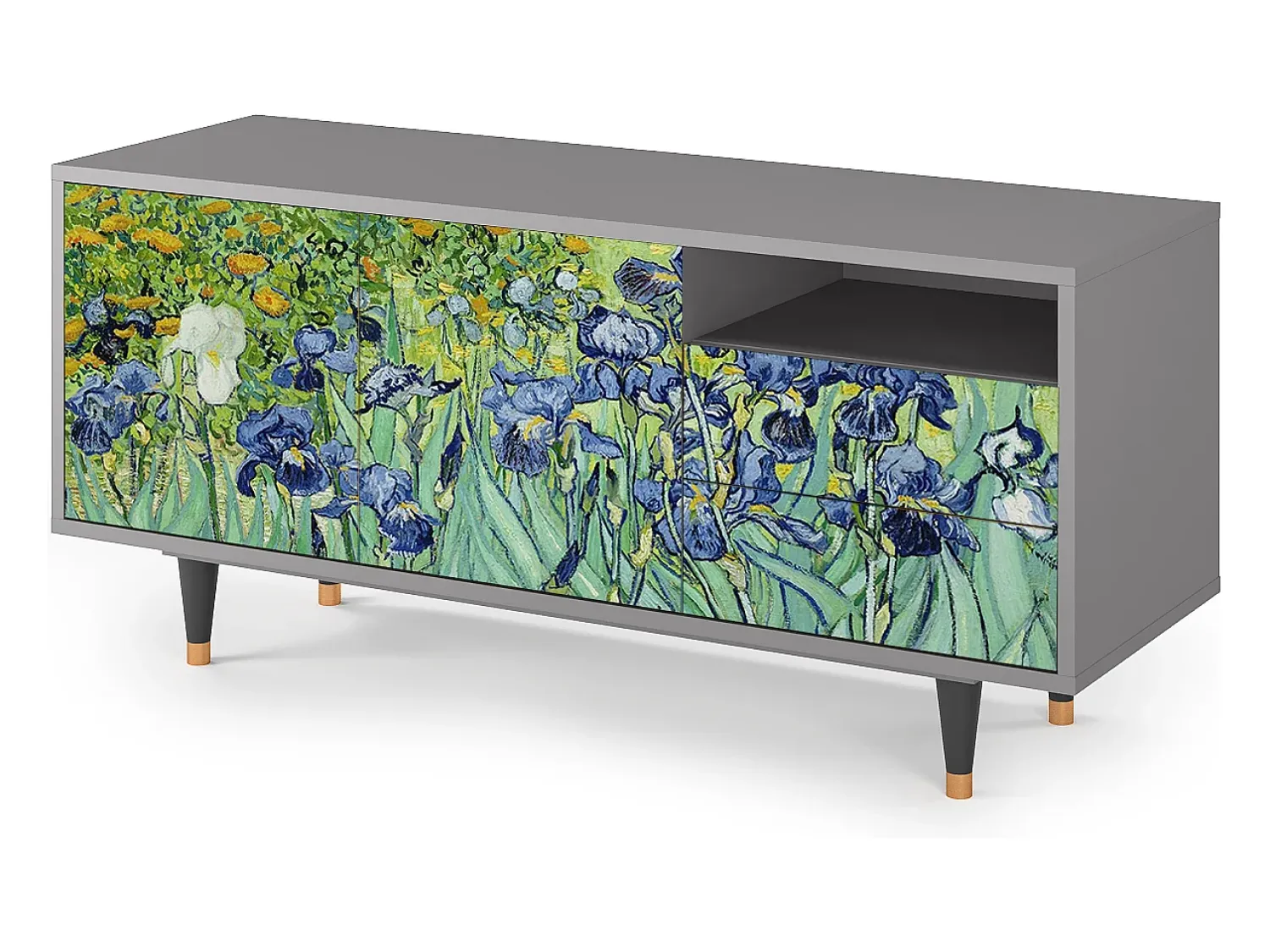 Móvel De Tv* Mueble de TV - 125х56х41 cm - T7 - Irises , Cinza Cinzento