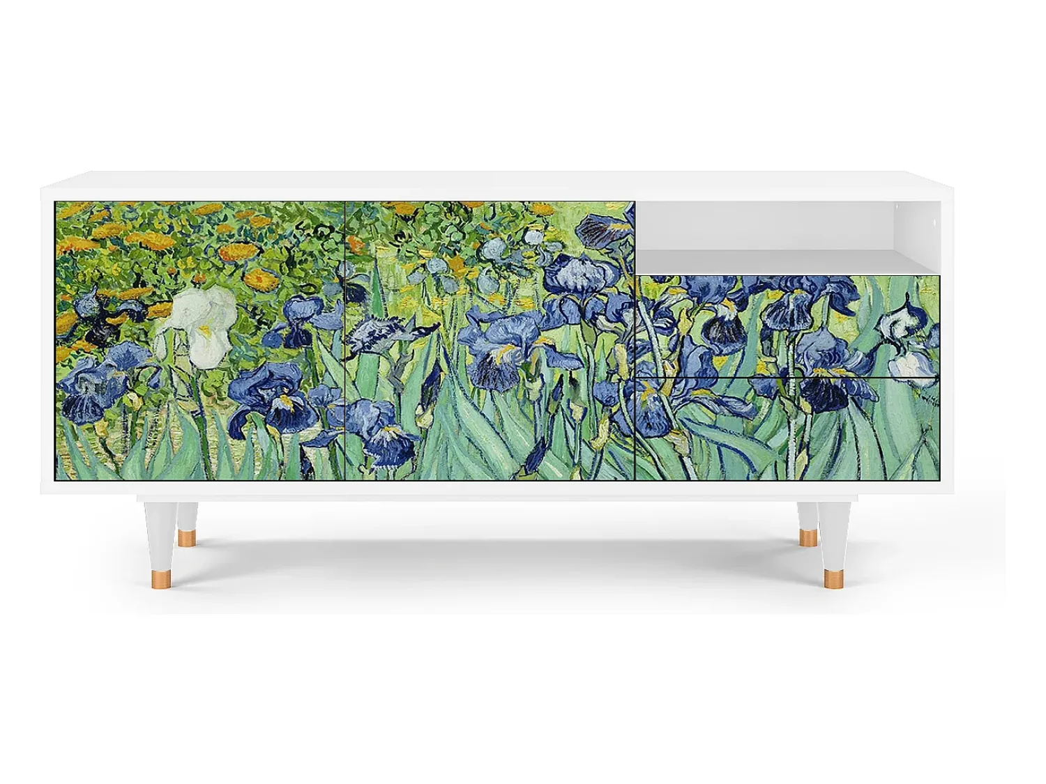 Mueble de TV - 125х56х41 cm - T7 - Irises , Branco^ Móvel De Tv