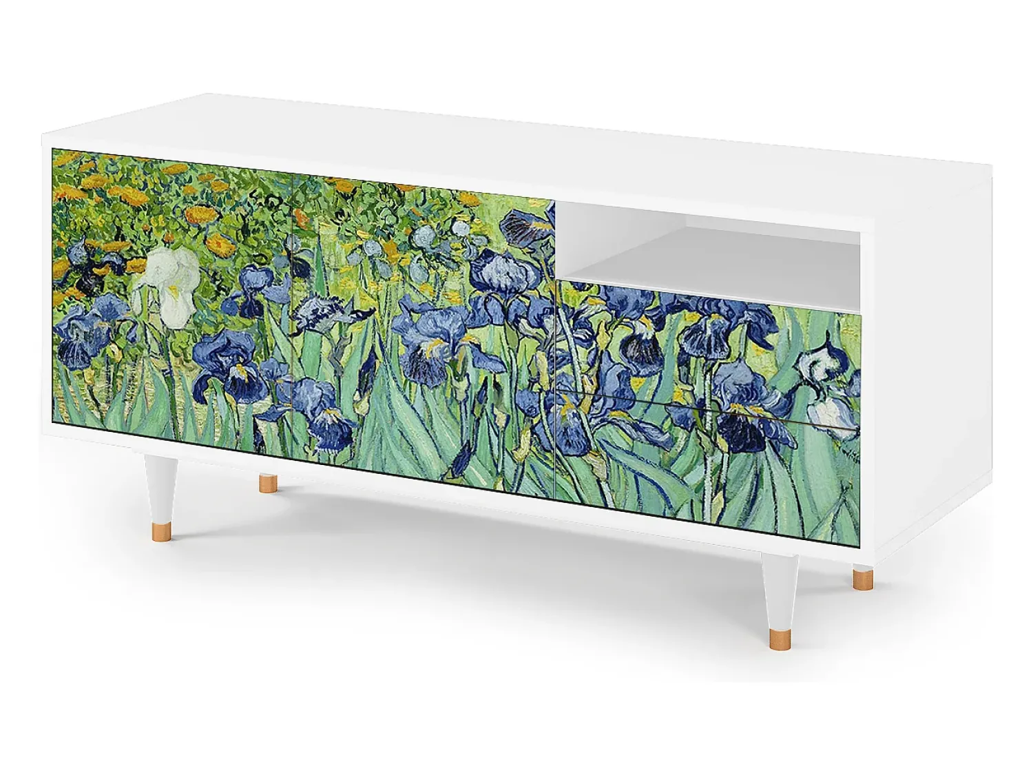 Mueble de TV - 125х56х41 cm - T7 - Irises , Branco^ Móvel De Tv