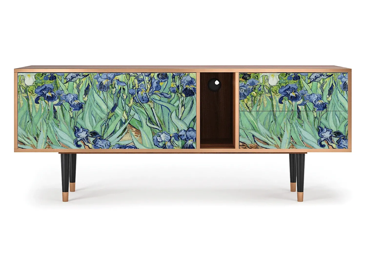 Móvel De Tv| Mueble de TV - 170х69х48 cm - T1 - Irises , Nogueira Castanho