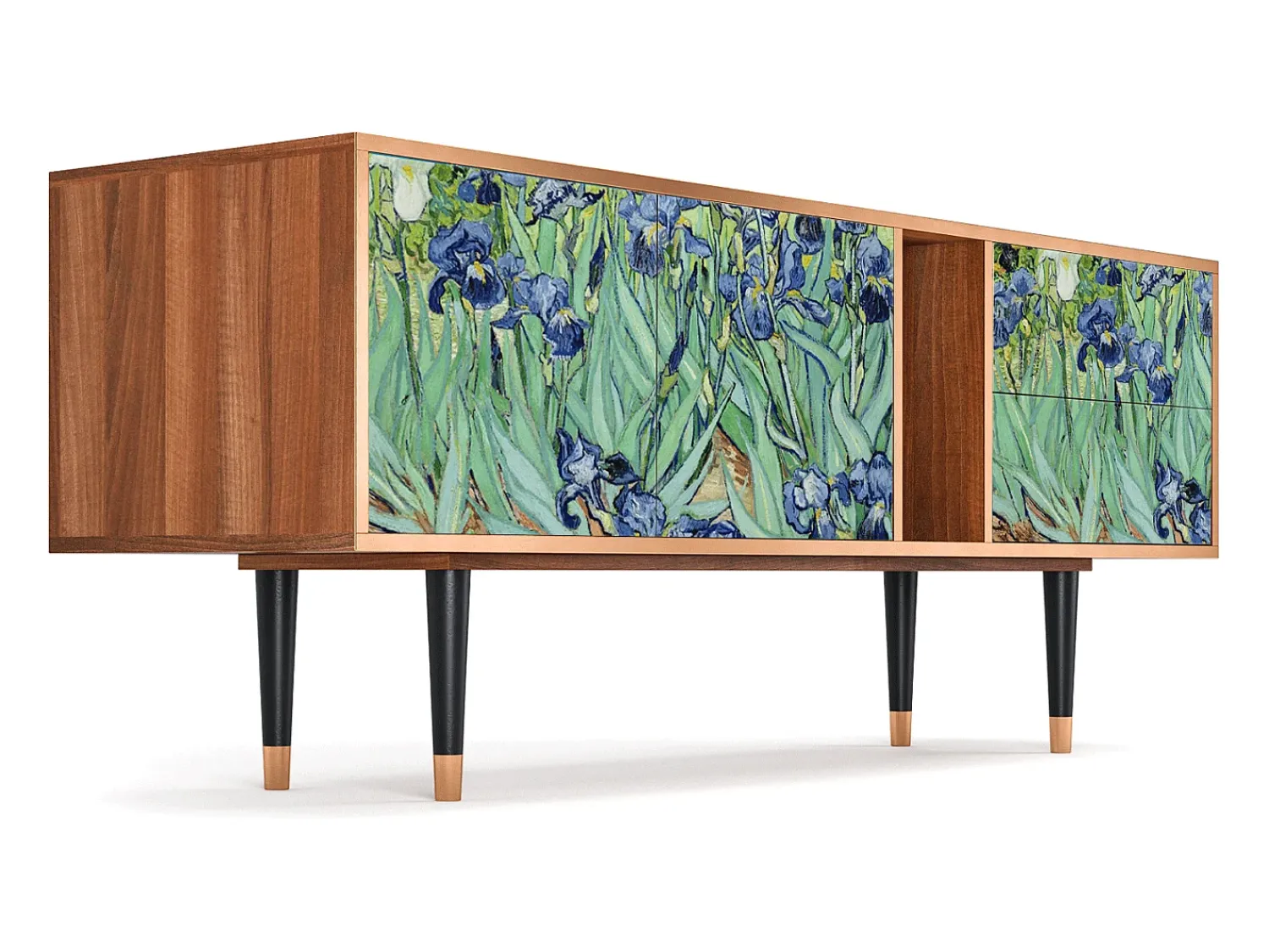 Móvel De Tv| Mueble de TV - 170х69х48 cm - T1 - Irises , Nogueira Castanho