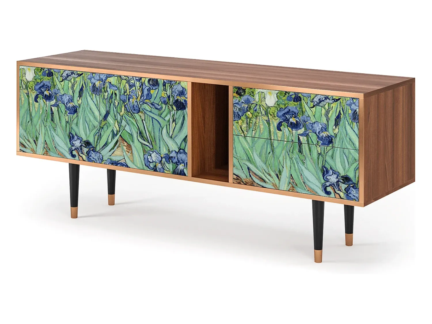 Móvel De Tv| Mueble de TV - 170х69х48 cm - T1 - Irises , Nogueira Castanho