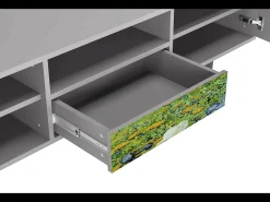 Móvel De Tv| Mueble de TV - 170х59х41 cm - T6 - Irises , Cinza Cinzento