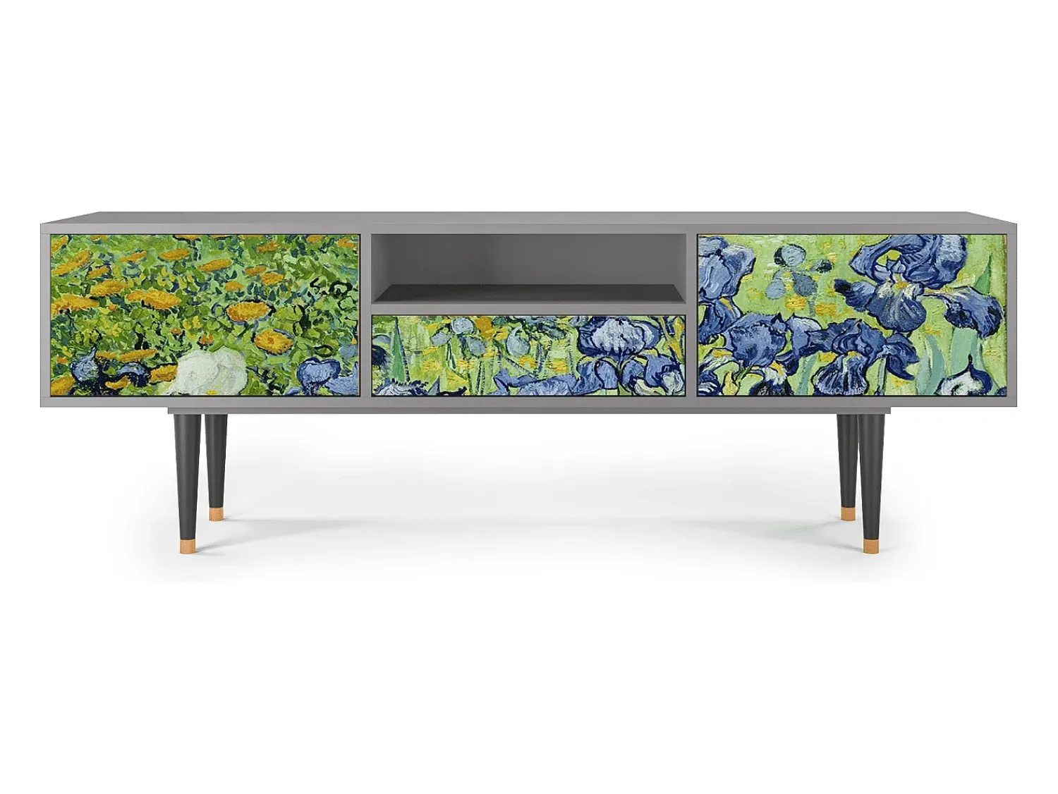 Móvel De Tv| Mueble de TV - 170х59х41 cm - T6 - Irises , Cinza Cinzento